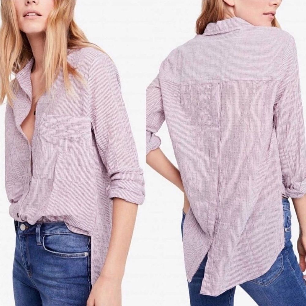 Free People Lavender Button Down Shirt